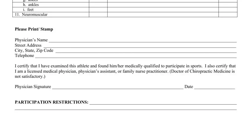 Filling out online physical part 4