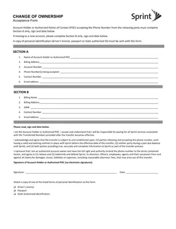 Sprint Change of Ownership Form Preview