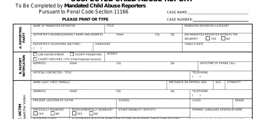 portion of empty spaces in report cps form ca