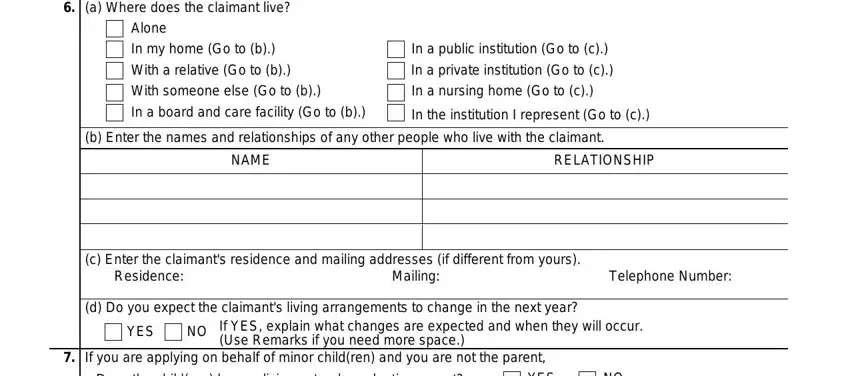 Filling out form ssa 11 step 3