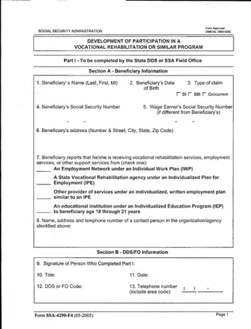 Ssa 4290 F4 Form Preview