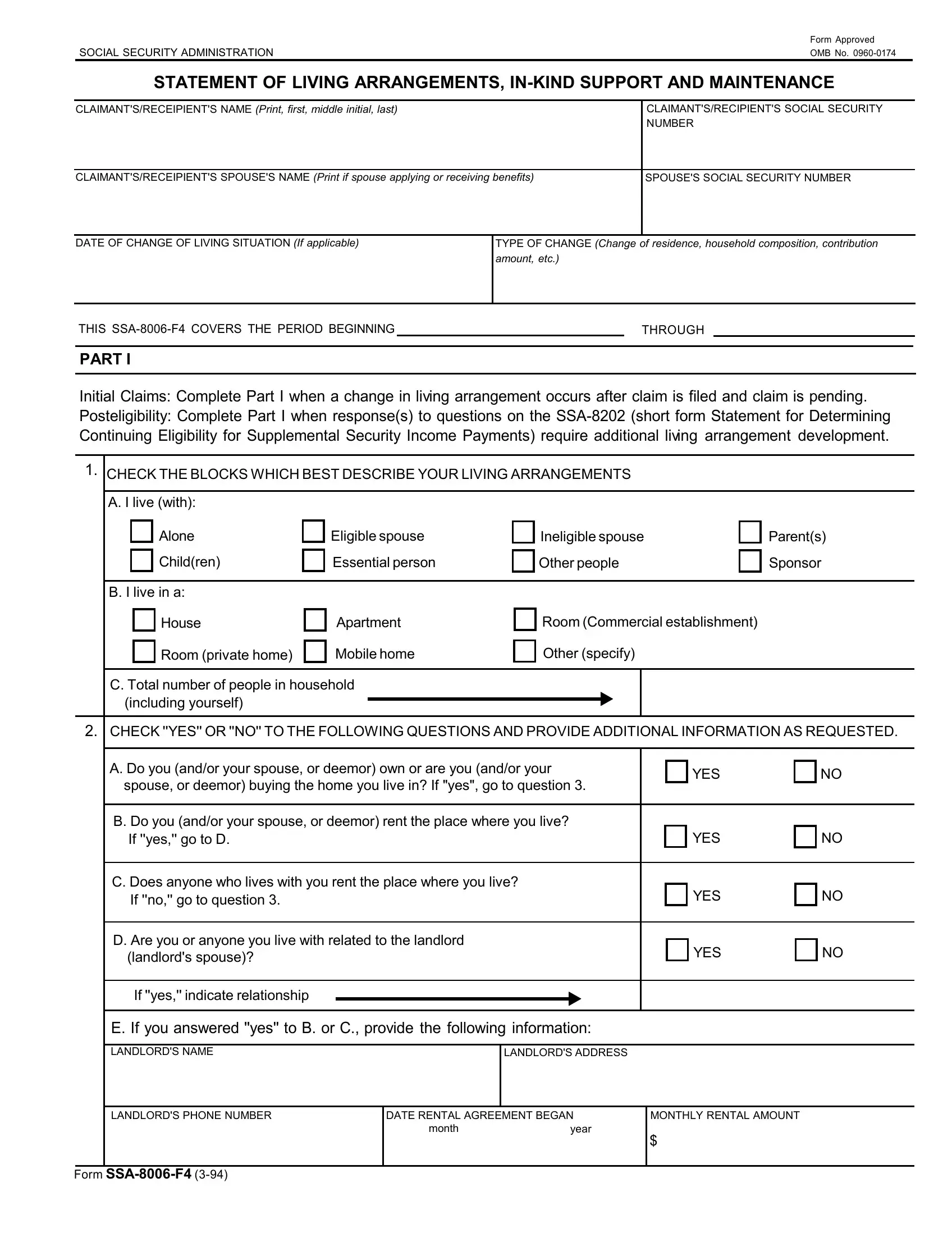 Ssa 8006 F4 Form Fill Out Printable PDF Forms Online