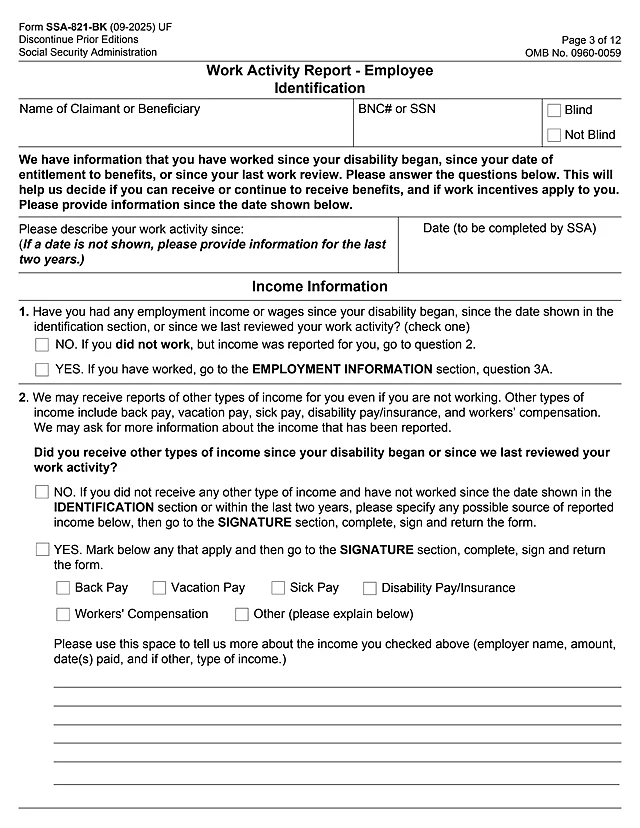 SSA-821-BK Form first page preview