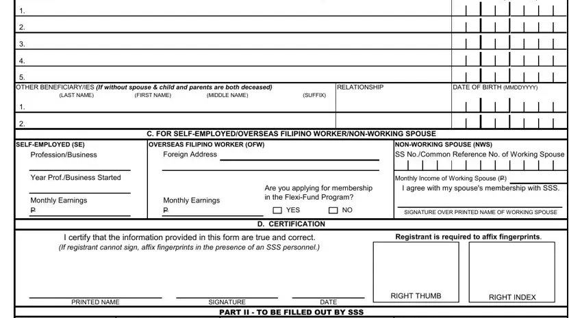 Entering details in sss online application step 2