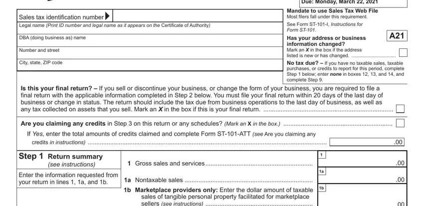 st 101 fields to fill out