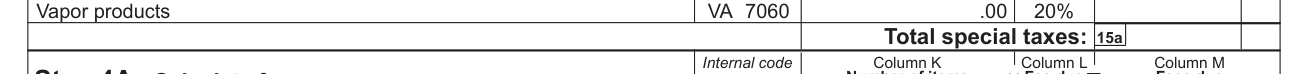 Form ST-101 example filled out, step 4 Calculate special taxes