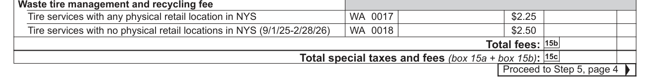 Form ST-101 example filled out, step 4A Calculate fees