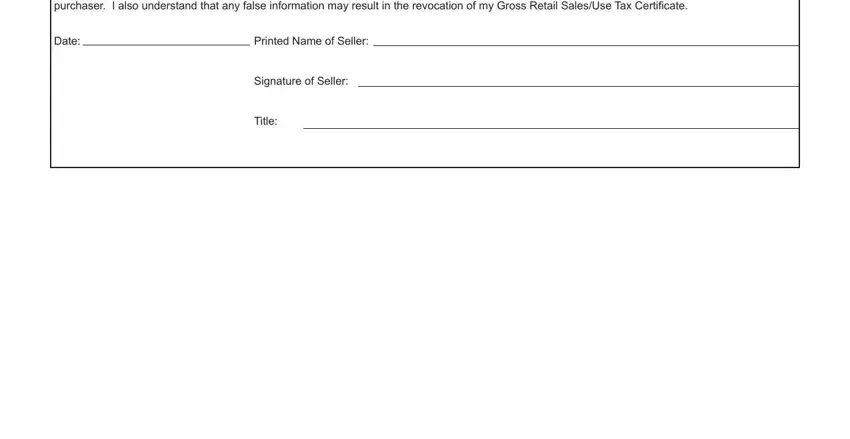 I hereby certify that the, Date, Printed Name of Seller, Signature of Seller, and Title in get the st108 form