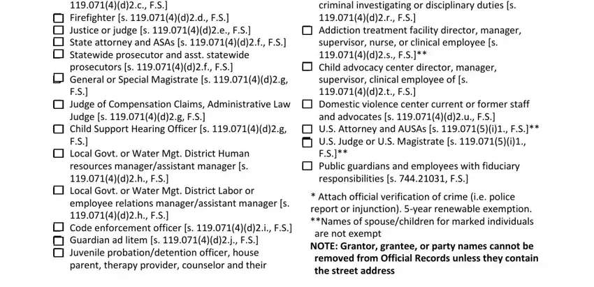 Investigations investigative, Firefighter s dd FS  Justice or, General or Special Magistrate s dg, Agency inspector general office, Addiction treatment facility, Child advocacy center director, Judge of Compensation Claims, Domestic violence center current, Judge s dg FS, Child Support Hearing Officer s dg, Local Govt or Water Mgt District, Local Govt or Water Mgt District, employee relations, Code enforcement officer s di FS, and parent therapy provider counselor in stlucieclerk