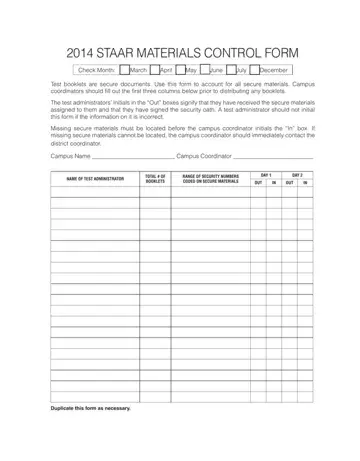 STAAR Materials Control Form Preview