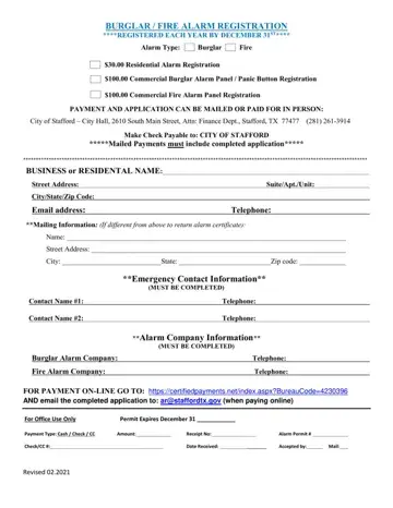 Stafford Police Department Alarm Permit Form Preview