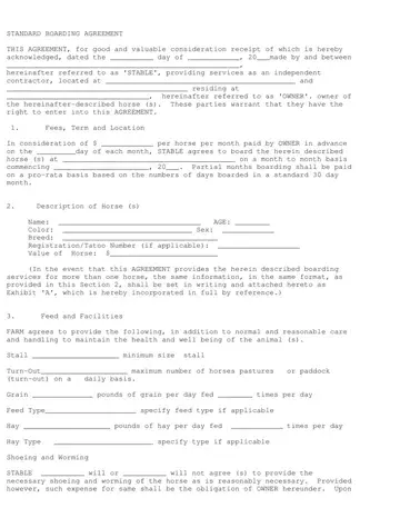 Standard Boarding Agreement Form Preview