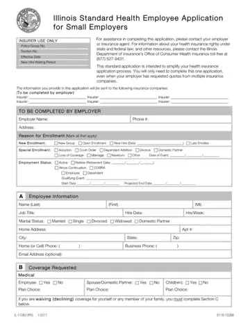 Standard Employee Application Form Preview
