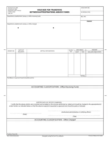 Standard Form 1080 Preview