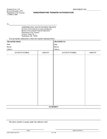 Standard Form 1151 Preview