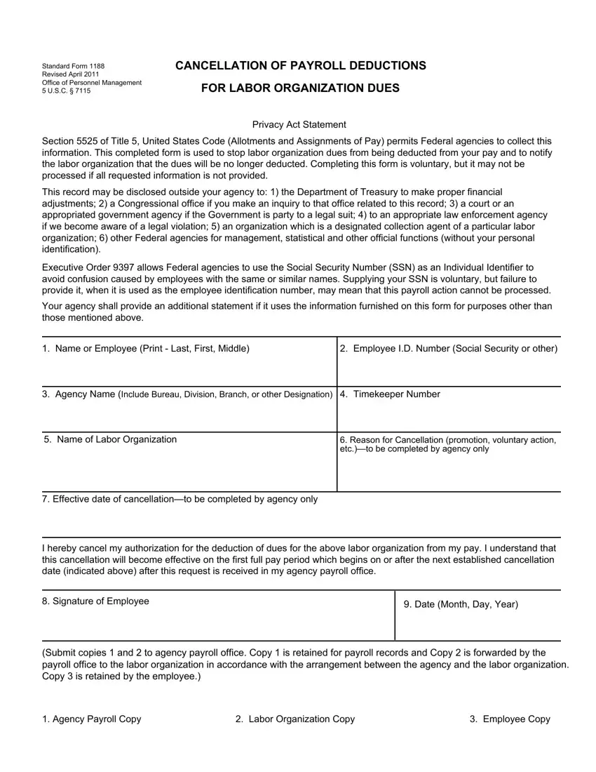 Standard Form 1188 first page preview