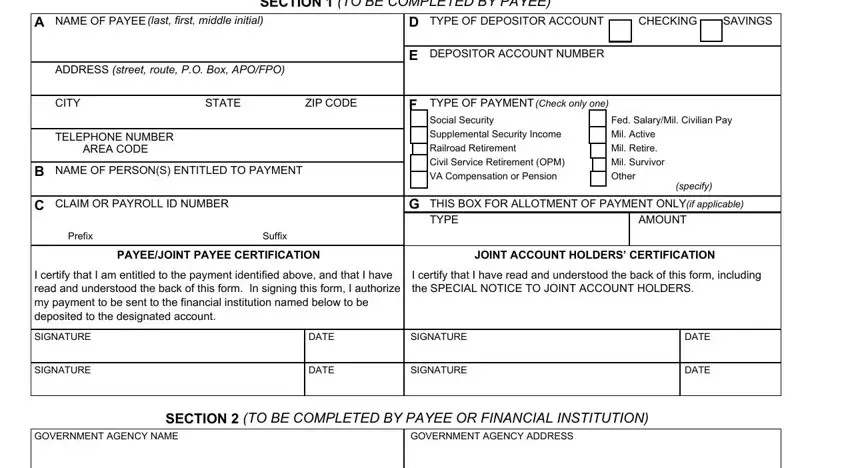 step 3 to entering details in 1199a direct deposit form usaa