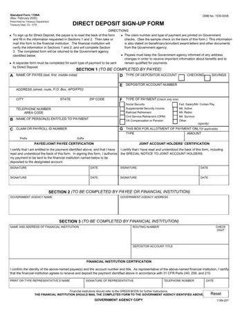 Standard Form 1199A Direct Deposit Preview