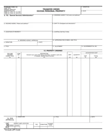 Standard Form 122 Preview