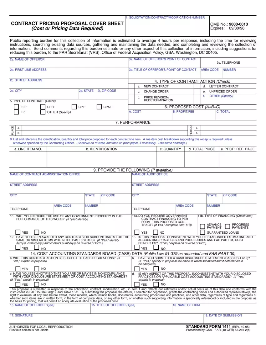 Standard Form 1411 first page preview
