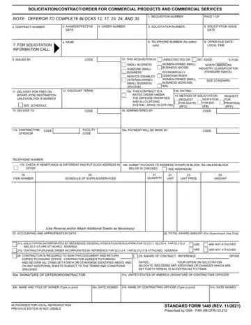Standard Form 1449 Preview