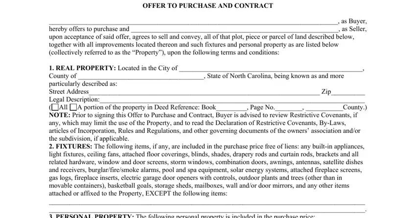 filling in north carolina real estate contract form part 1