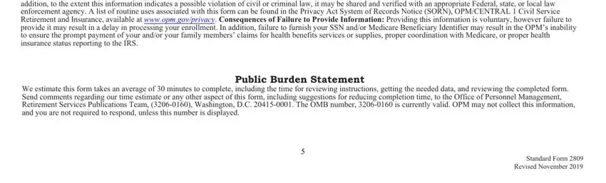 govform 2809 Pursuant to  USC  a e this Privacy, Public Burden Statement We, and Standard Form  Revised November blanks to complete