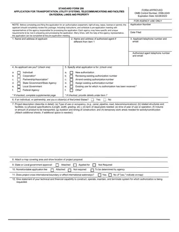 Standard Form 299 Preview