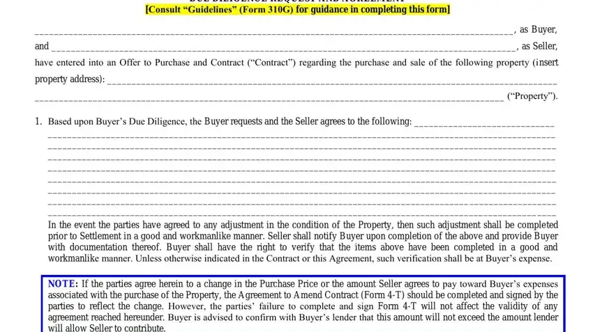 due diligence repair agreement nc empty fields to complete