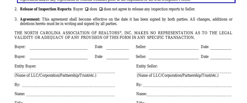 Entering details in due diligence repair agreement nc stage 2