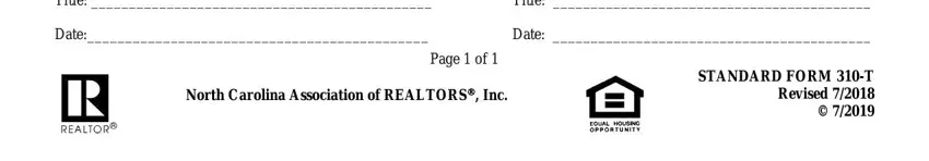 Title, Title, Date, Date, North Carolina Association of, Page  of, and STANDARD FORM T Revised in due diligence repair agreement nc