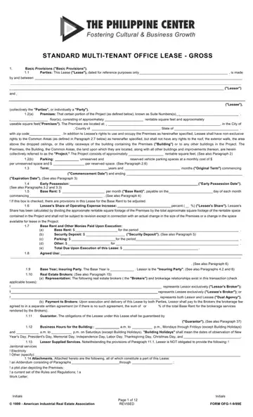 Standard Multi Tenant Office Gross Form Preview