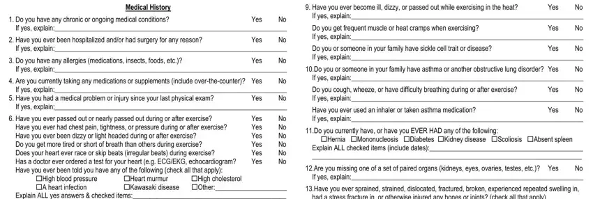Filling out form physical standard part 3