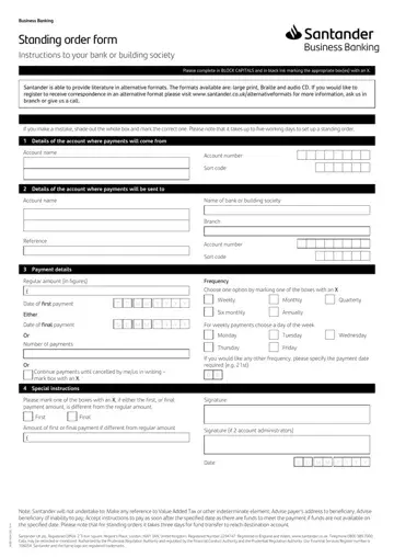 Standing Order Form Preview
