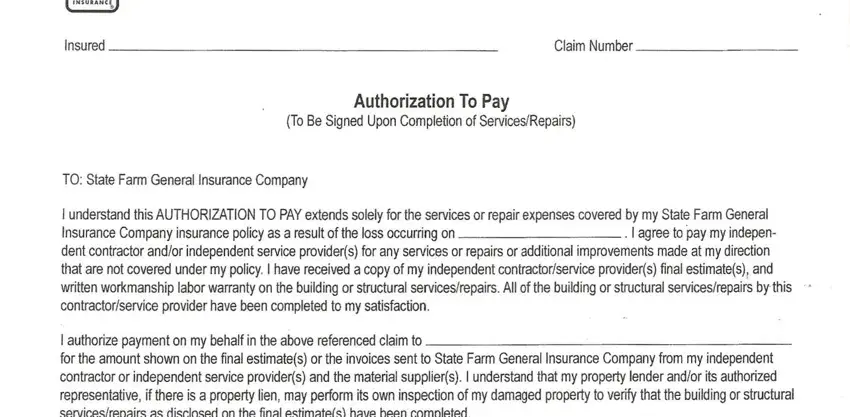 completing state farm authorization form stage 1