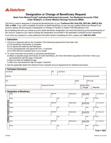 State Farm Change Of Beneficiary Form Preview