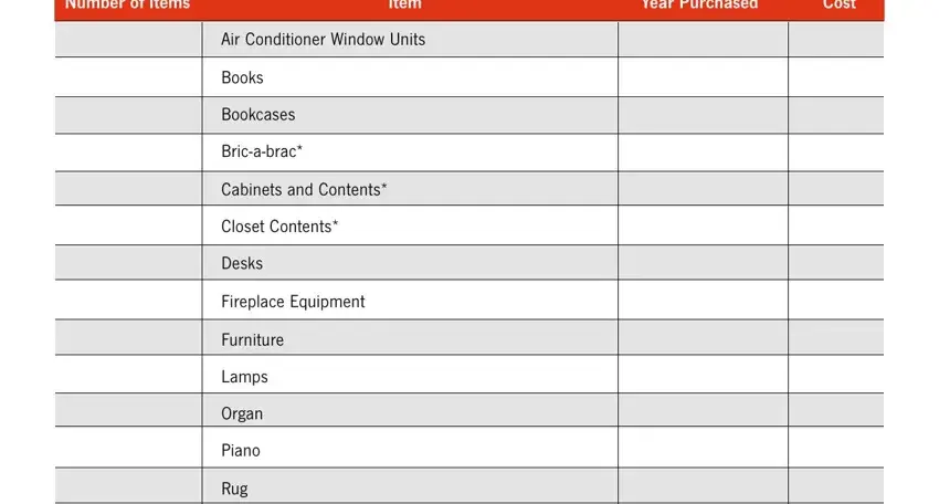 portion of gaps in state farm personal property inventory customer worksheet