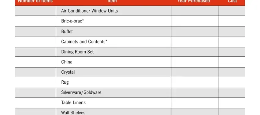 part 3 to filling out state farm personal property inventory customer worksheet