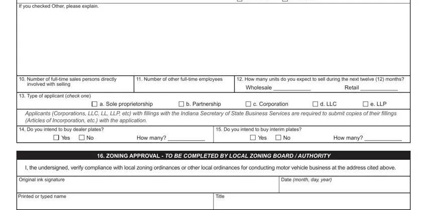 Filling in indiana business license step 2