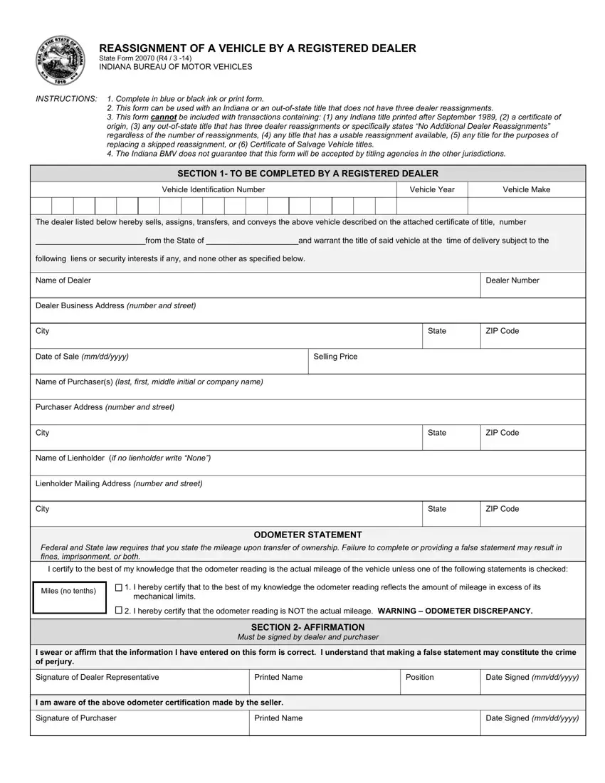 State Form 20070 first page preview