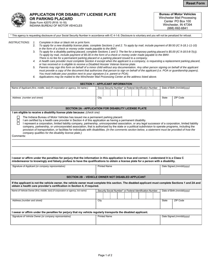 State Form 42070 first page preview