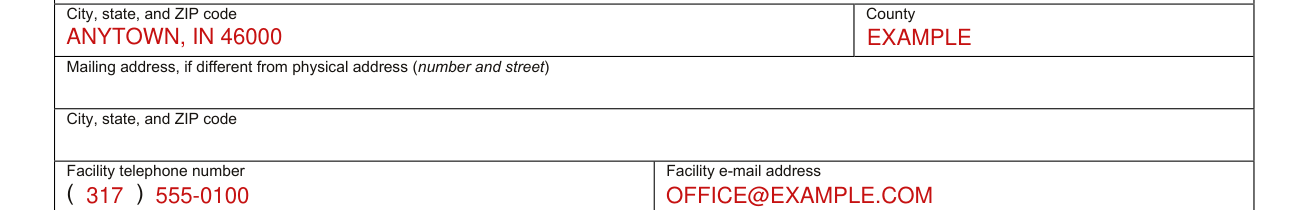 State Form 9977 example filled out, mailing address, if different from physical address