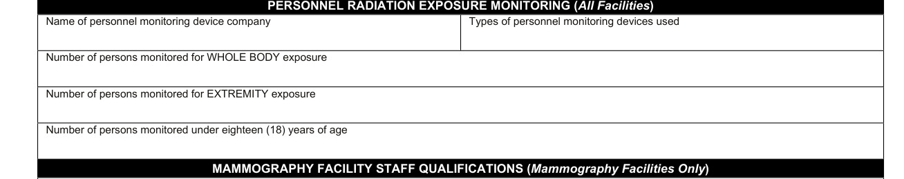 State Form 9977 example filled out, personnel radiation exposure monitoring (All Facilities)