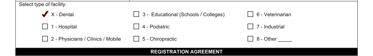 State Form 9977 example filled out, select type of facility