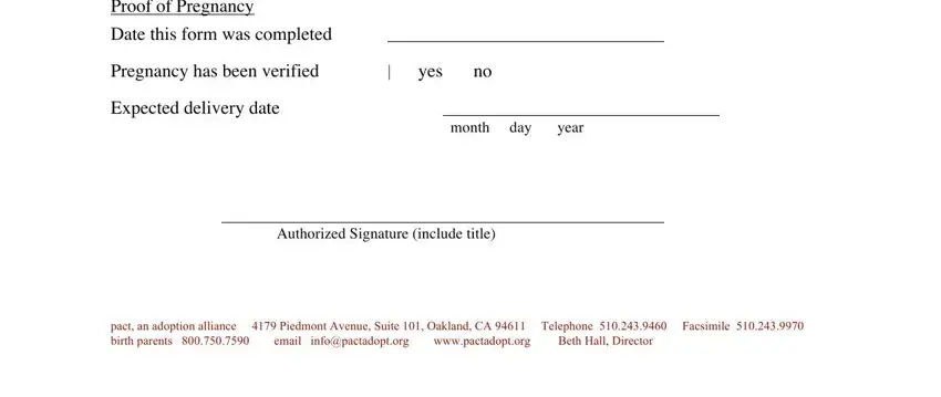 Filling in pregnancy verification papers stage 2