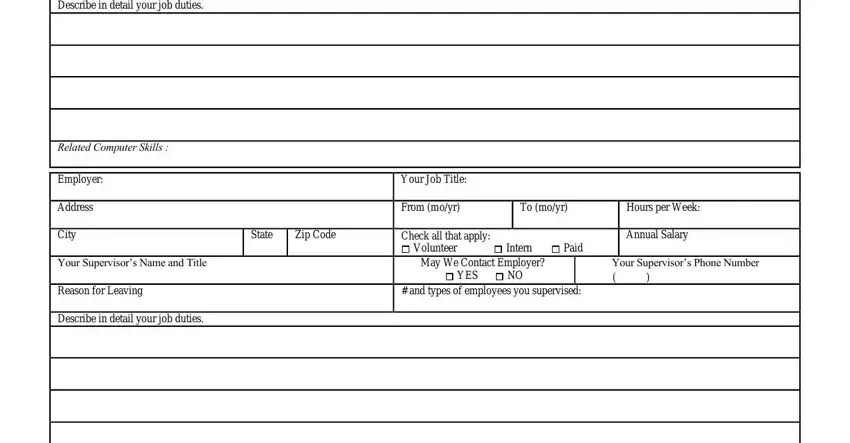 Entering details in employment application georgia step 4