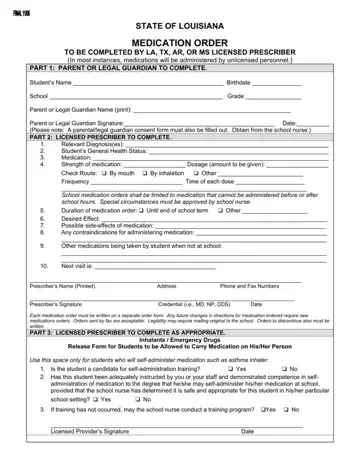 State Of Louisiana Medication Order Form Preview