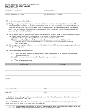 Statement Of Compliance Form Preview