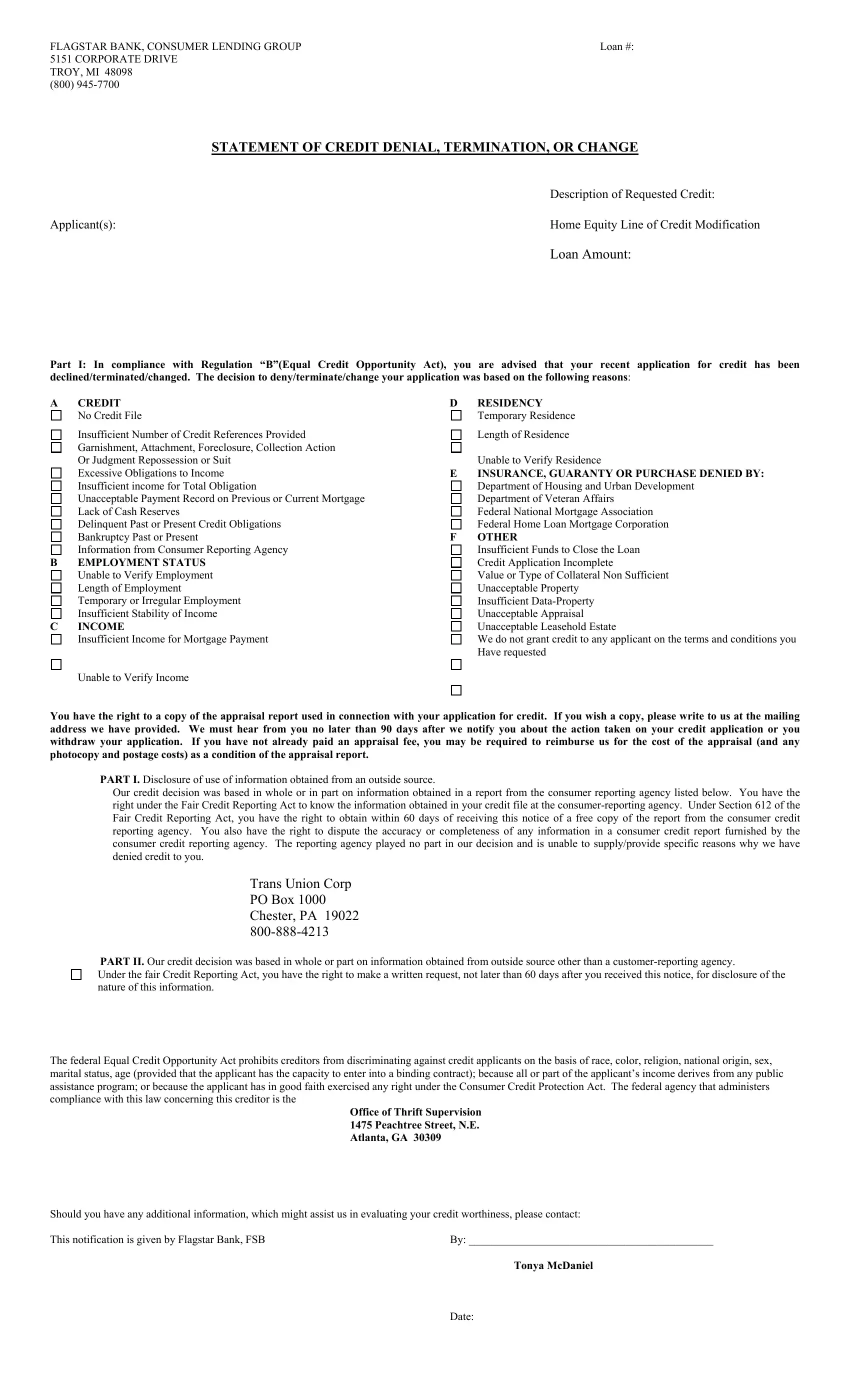 Statement Of Credit Denial PDF Form FormsPal