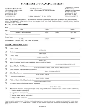 Statement Of Financial Interest Form Preview